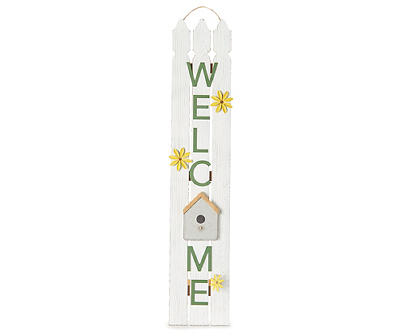 "Welcome" Birdhouse & Fence Leaner Decor
