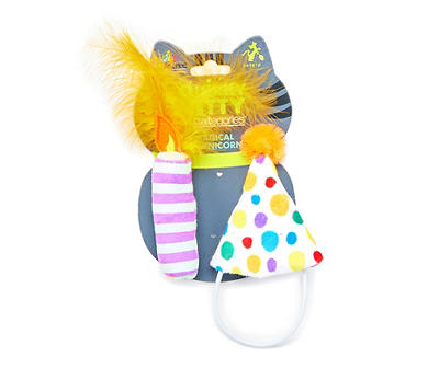 Birthday Hat & Candle 2-Piece Cat Toy Set