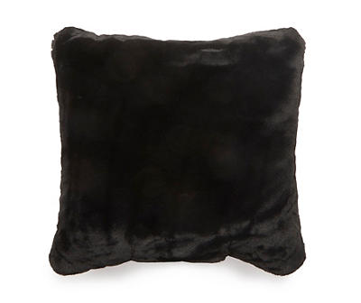Black Faux Fur Throw Pillow