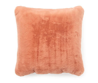 Salmon Pink Faux Fur Throw Pillow