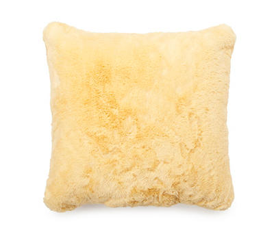 Yellow Faux Fur Throw Pillow