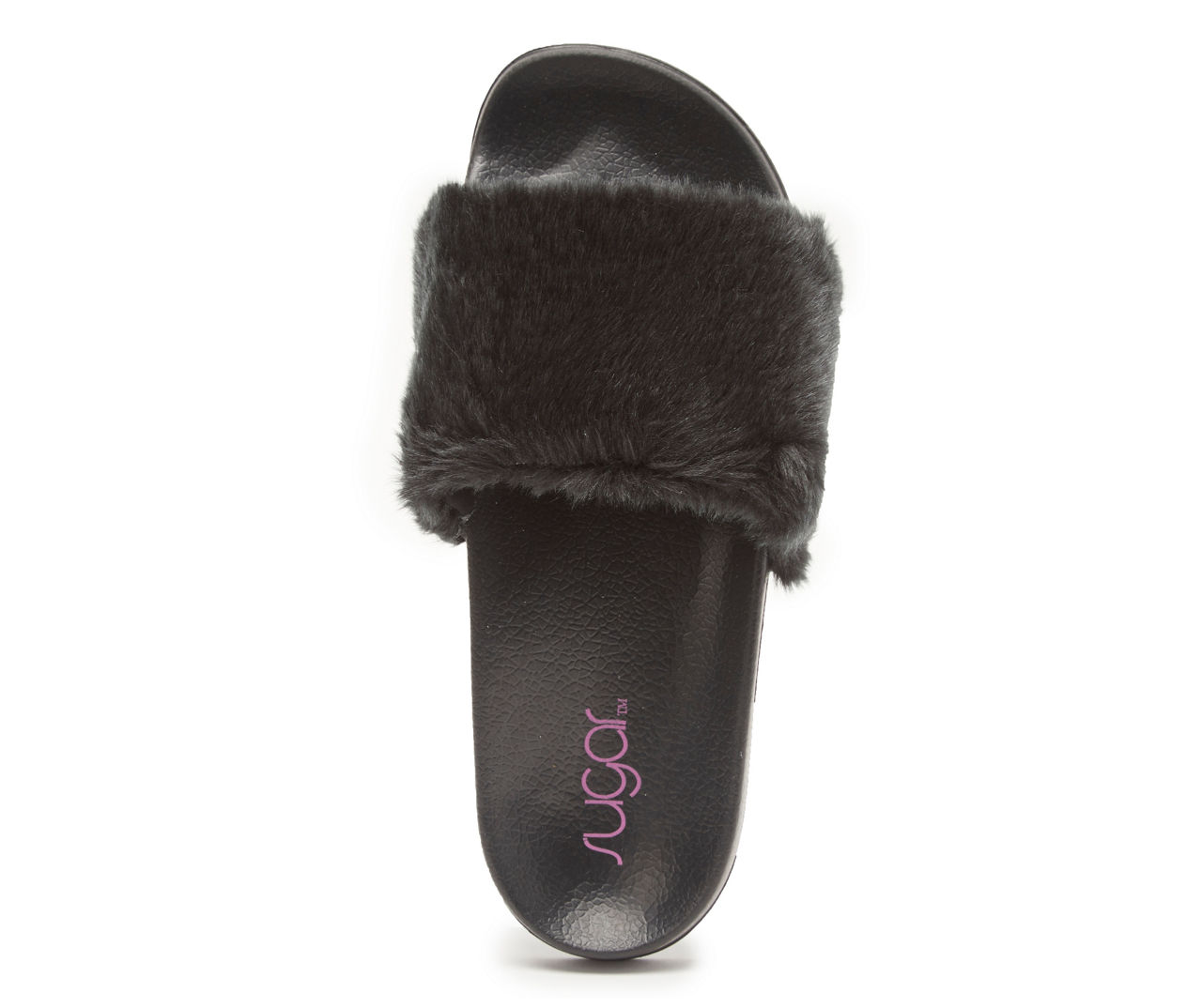 Women's Black Faux Fur Slide