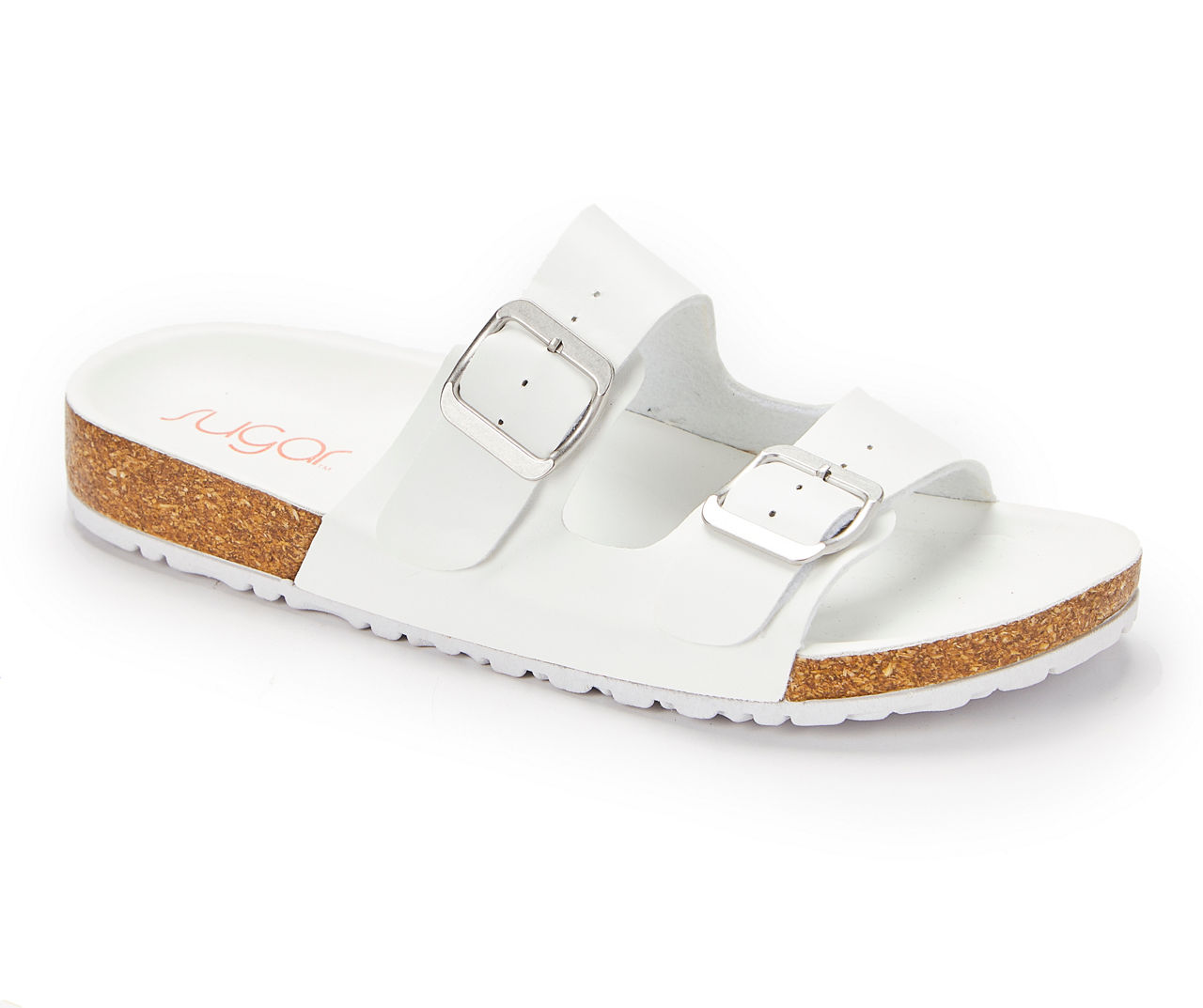 Double buckle cork hot sale footbed slide sandal