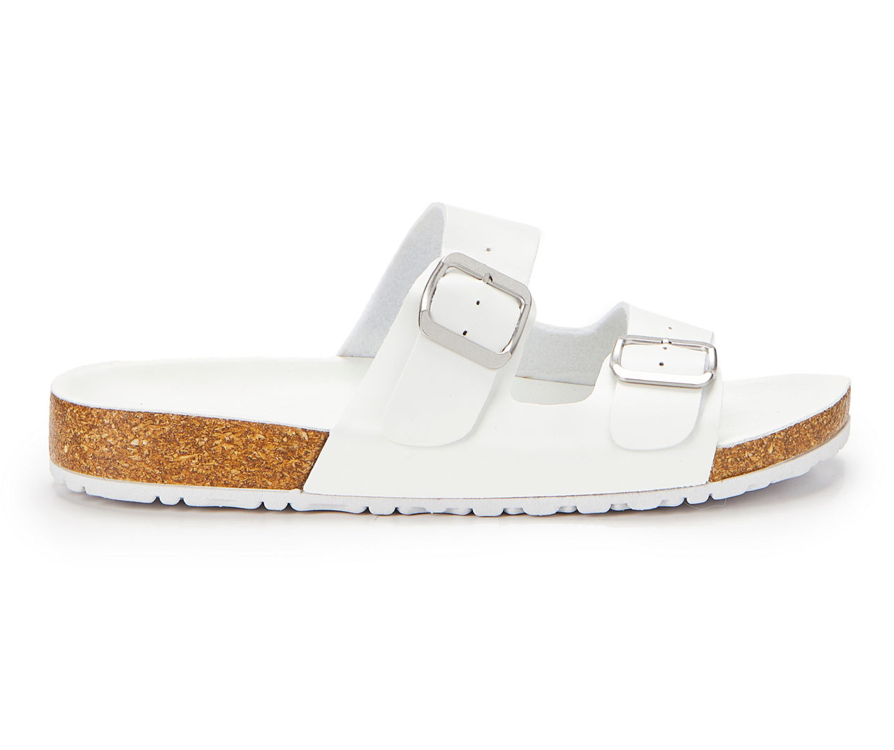 Women's Buffalo Bills White And Gold Double Buckle Sandal