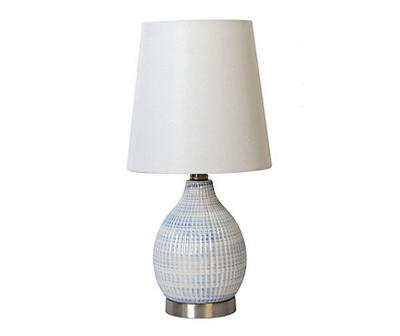 Blue Abstract Stripe Ribbed Table Lamp With Shade
