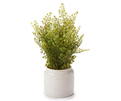 Green Artificial Fern With White Speckle Ceramic Pot