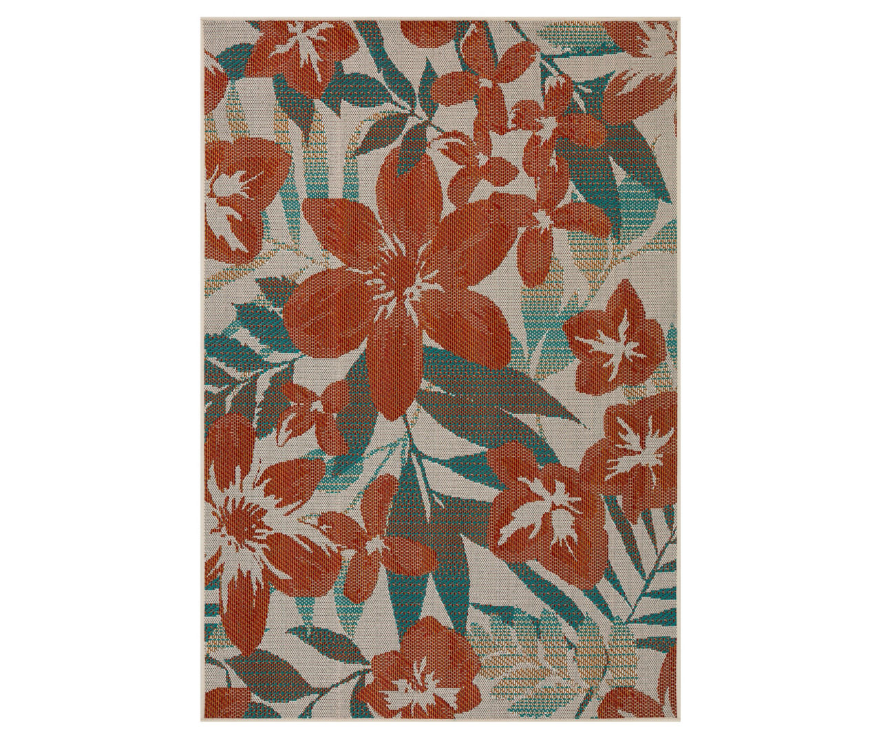 Jayvon Coral & Orange Floral Outdoor Area Rug, (6' x 9')