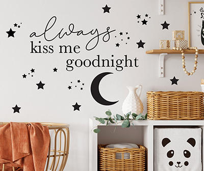 "Always Kiss Me Goodnight" Black Wall Decal Set