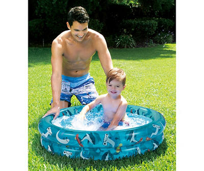 3.8' Blue Shark Print 2-Ring Inflatable Pool
