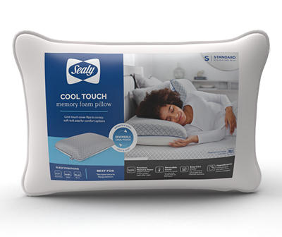 White & Gray Cool Touch Standard Memory Foam Pillow