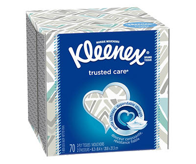 Kleenex Trusted Care Everyday Facial Tissues Cube Box, 70 Tissues