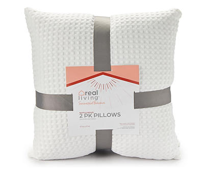 Bright White Waffle-Knit Throw Pillow, 2-Pack