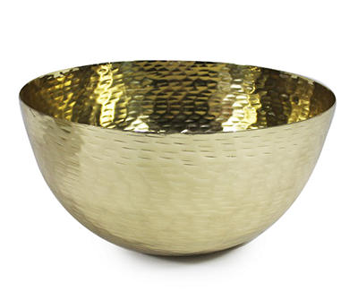 12" Gold Hammered Aluminum Bowl