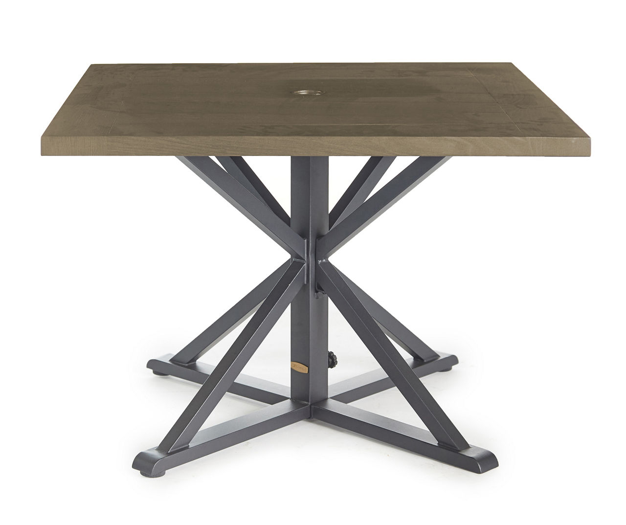 Autumn Cove Light Brown Wood Look Square Steel Patio Dining Table