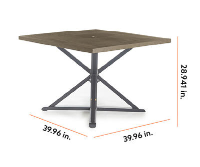 Autumn Cove Light Brown Wood Look Square Steel Patio Dining Table