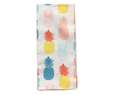 Yellow & Coral Pineapple Pattern Kitchen Towel, 2-Pack