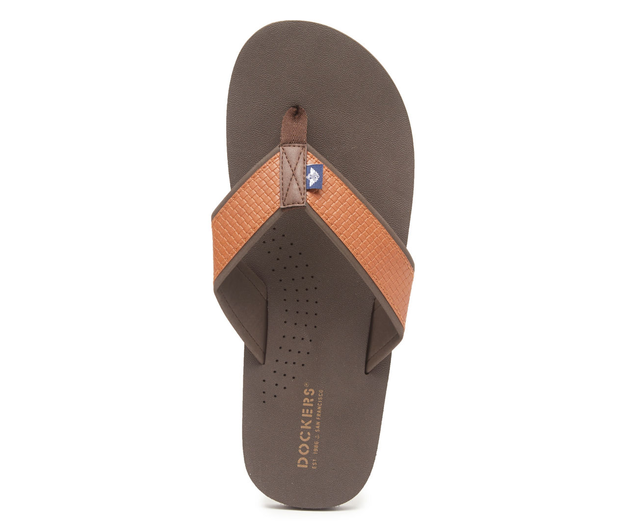 Men's Size L Brown & Tan Faux Leather-Strap Thong Sandal