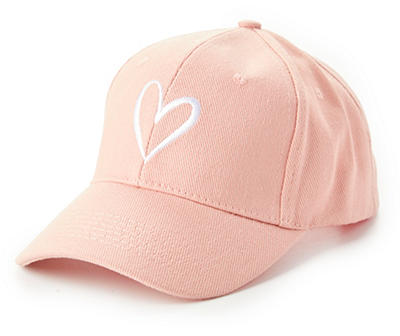 Rosette Pink Embroidered Heart Baseball Cap
