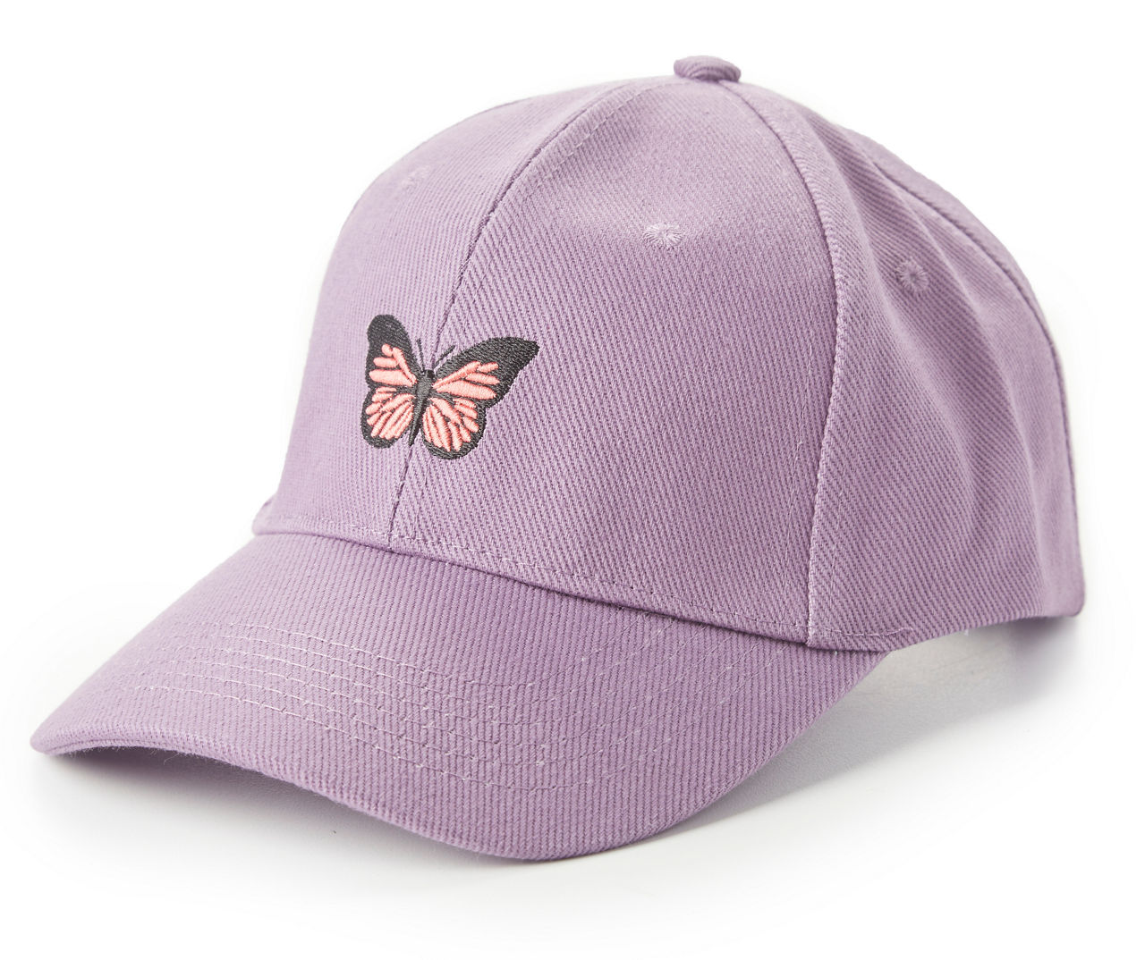 Lilac Purple Monarch Embroidered Butterfly Baseball Cap