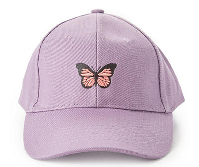 Lilac Purple Monarch Embroidered Butterfly Baseball Cap