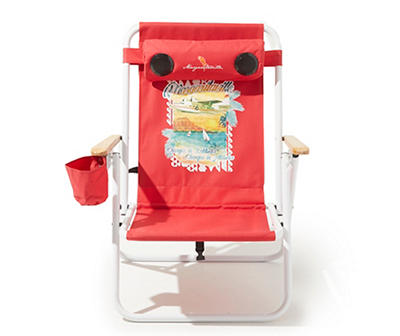 Red Beach Scene Beach Chair With Speakers