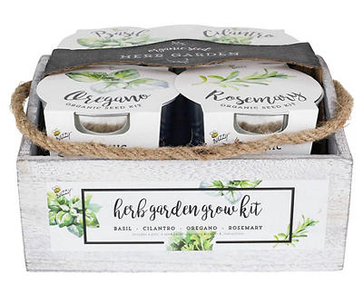 White 4-Pot Herb Garden Grow Kit