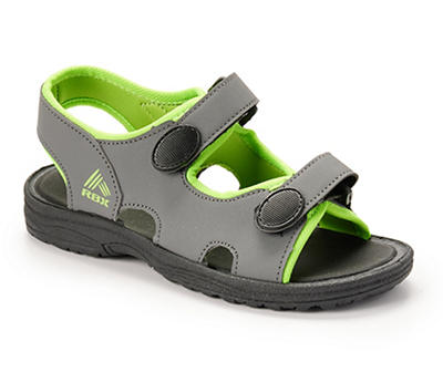 RBX Kids' River Gray & Neon Green Double-Strap Sandal
