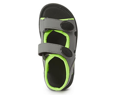 RBX Toddler River Gray & Neon Green Double-Strap Sandal