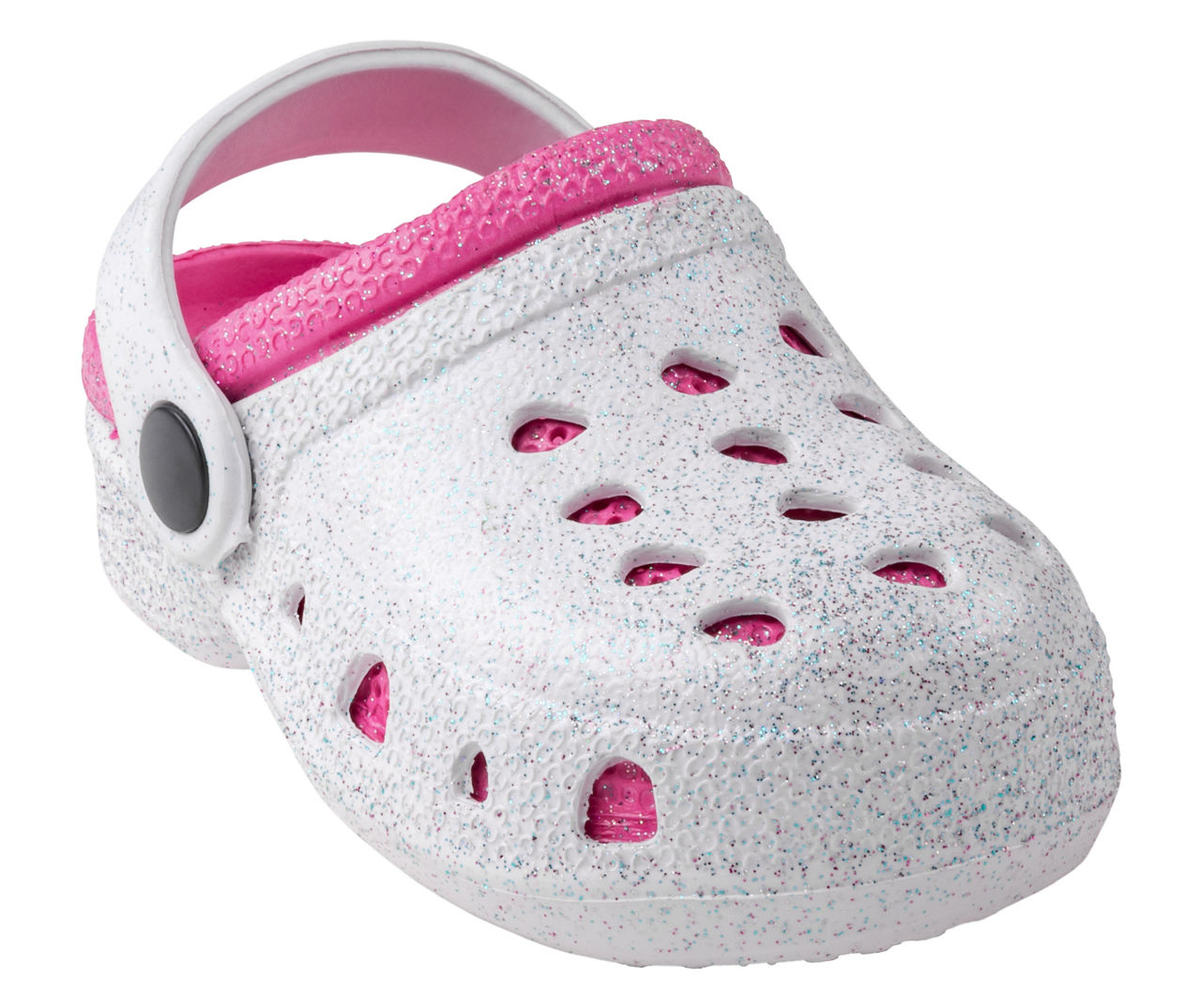 Toddler L White & Pink Glitter Clog