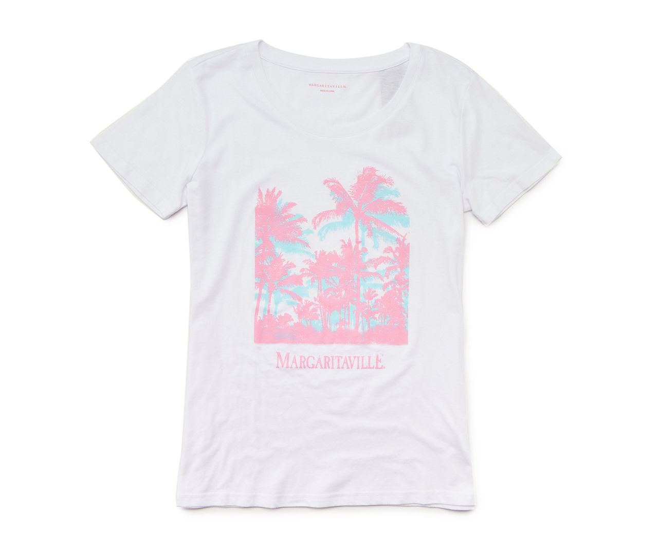 Women's Size M White & Pink Palm Trees Tee