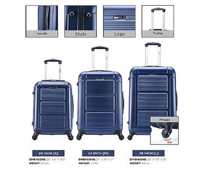 INUSA Pilot Blue Ridged-Panel Hardside Spinner Carry-On Suitcase, (20 ...