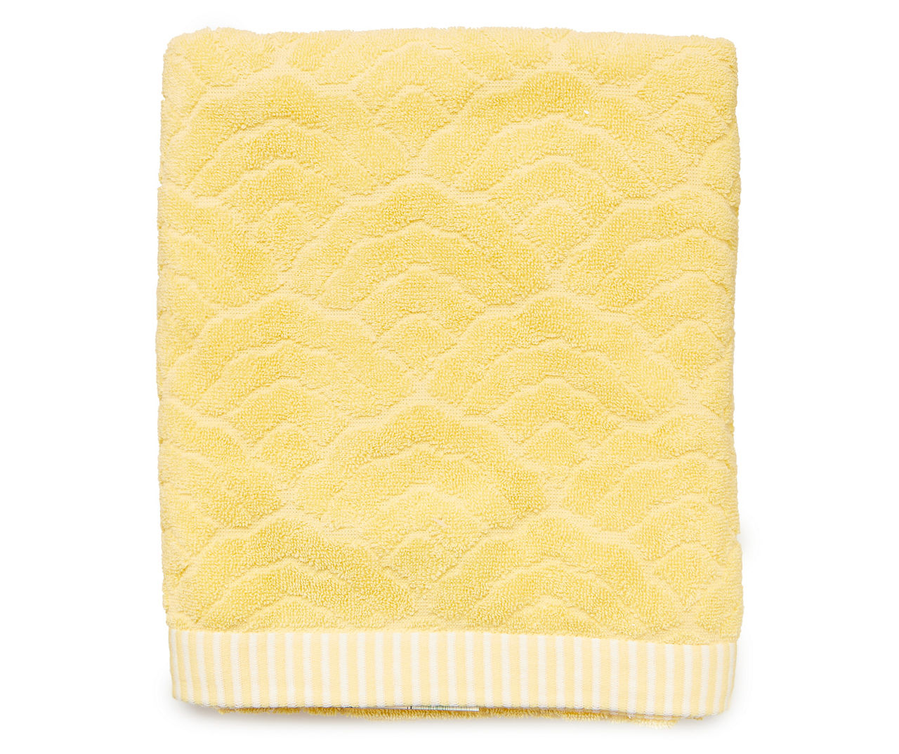 Sunshine Yellow Textured Fan Pattern Bath Towel