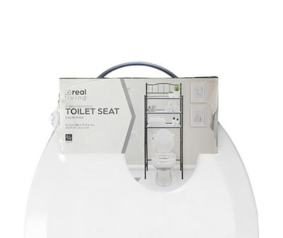 White Oblong Wood Toilet Seat