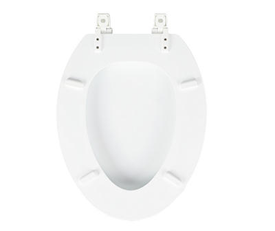 White Oblong Wood Toilet Seat