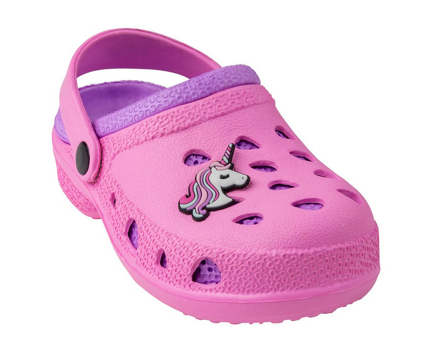 Kids' L Pink & Purple Unicorn-Accent Clog