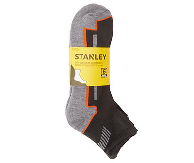 Gray & Blue Accent-Stripe Ankle Socks, 6-Pair