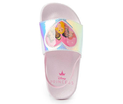 Disney Toddler White Iridescent Princesses Heel-Strap Slide