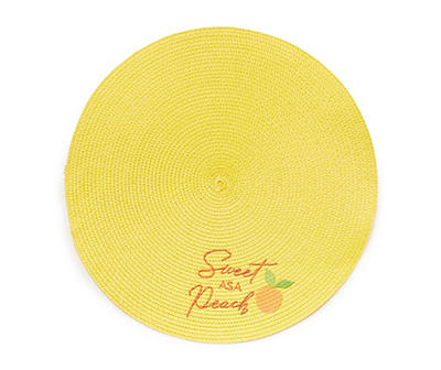"Sweet as a Peach" Yellow Braided Round Placemat