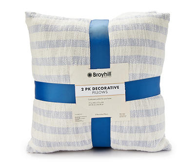 Kira Blue & Beige Stripe Throw Pillow, 2-Pack