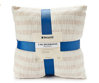 Kira Tan & Beige Stripe Throw Pillow, 2-Pack