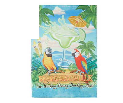 "No Working During Drinking Hours" Blue Parrots Garden Flag