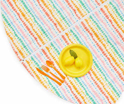 Tie Dye Printed Round Outdoor PEVA Tablecloth, (60")