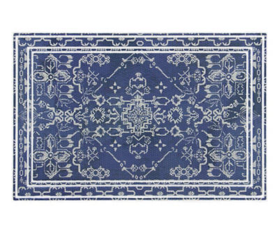 Navy & White Persian Geometric Doormat, (2' x 3')