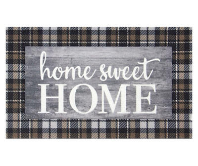 "Home Sweet Home" Brown Plaid Doormat, (18" x 30")