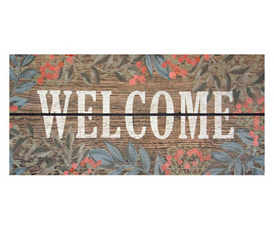 "Welcome" Brown & Red Berries & Leaves Doormat, (18" x 38")