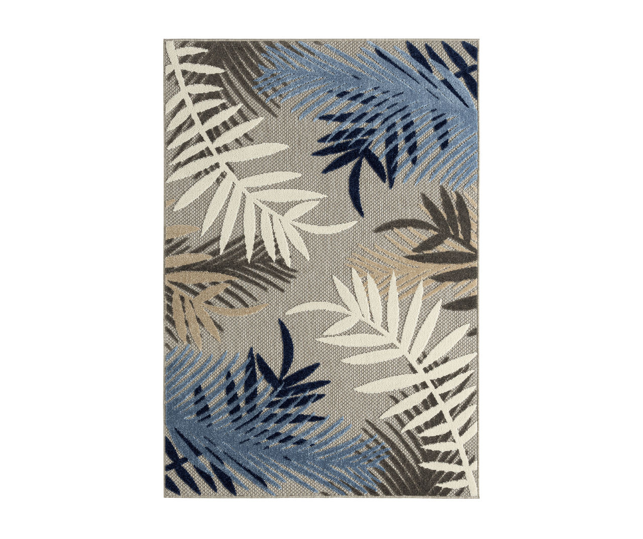 Ventura Blue & Gray Tropical Leaf Outdoor Area Rug Big Lots