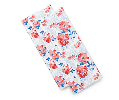 Martha Stewart Everyday Blue & Pink Grace Floral Kitchen Towel, 2-Pack