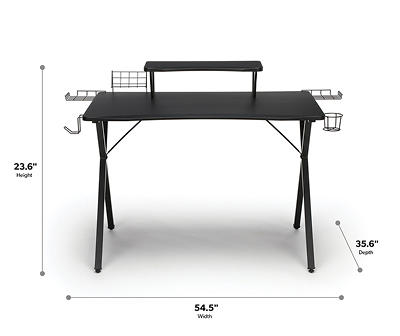 55" Black X-Base Gaming Computer Desk with Monitor Shelf