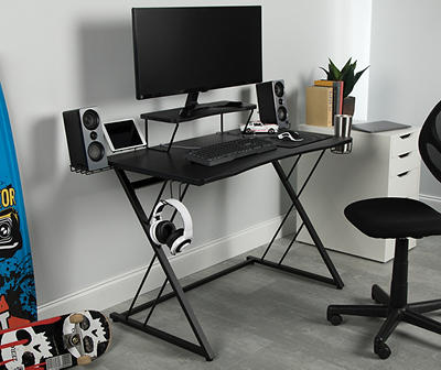 Black Carbon Fiber Z-Leg Gaming Desk