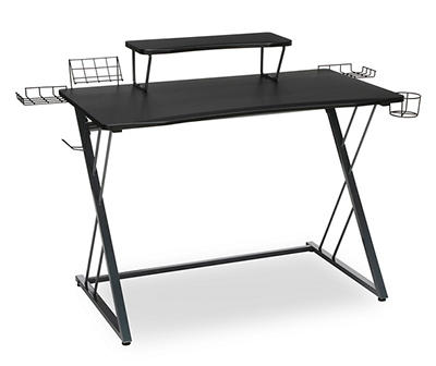 Gray & Black Carbon Fiber Z-Leg Gaming Desk